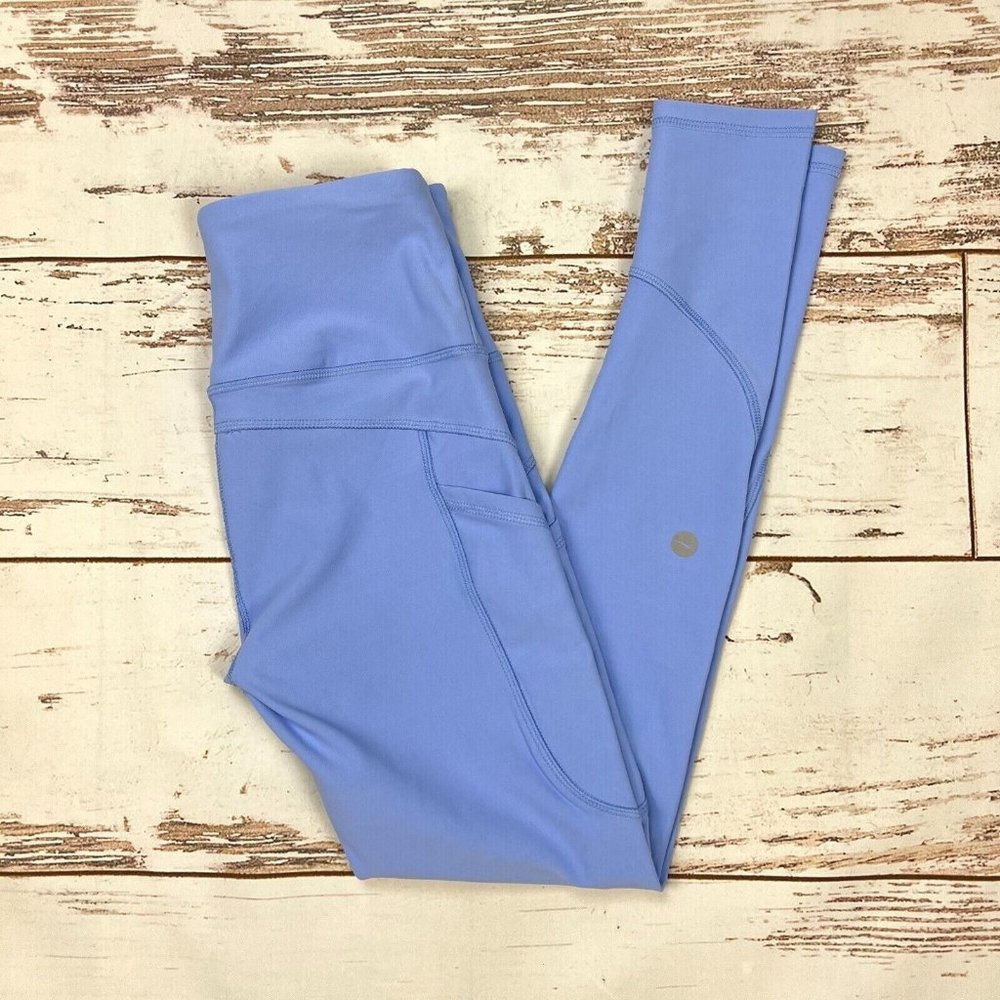 X by Gottex Leggings Size XS Becky Ankle Pockets Periwinkle Blue High Rise Waist - Picture 3 of 10